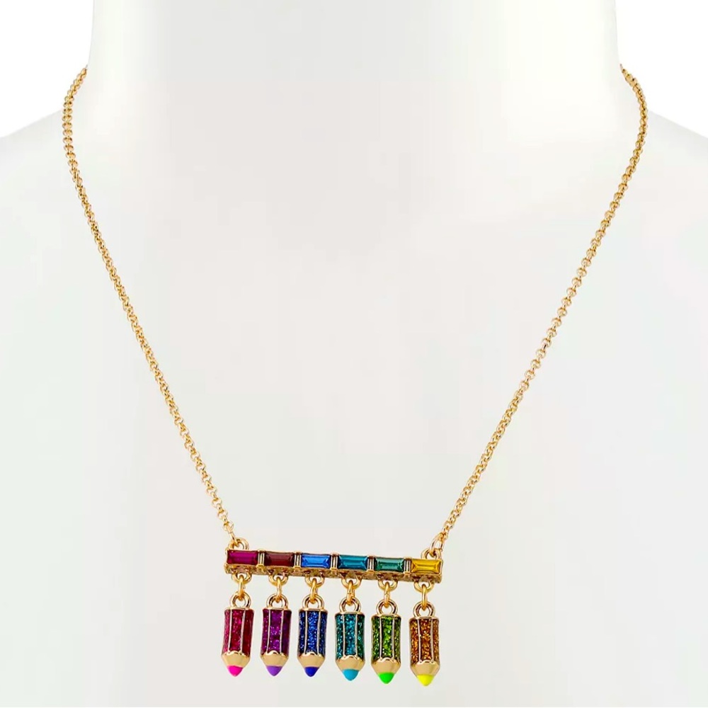 New BETSEY JOHNSON colored pencil fringe Pendant Necklace